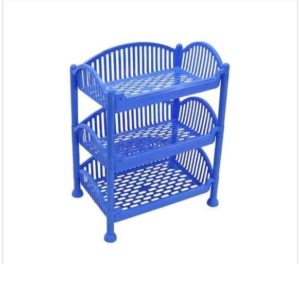 NPL 4-Tier Plastic Dish Rack – Heavy Duty Kitchen Storage Shelf with Drainage Design, Multi-Purpose Floor Stand for Utensils & Tableware